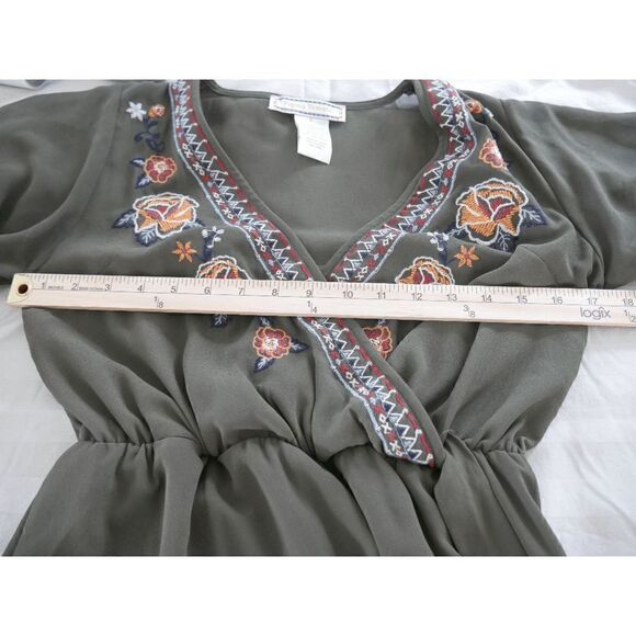 FLYING TOMATO |  Boho Bell Sleeve Green Dress Size S - Picture 5 of 9